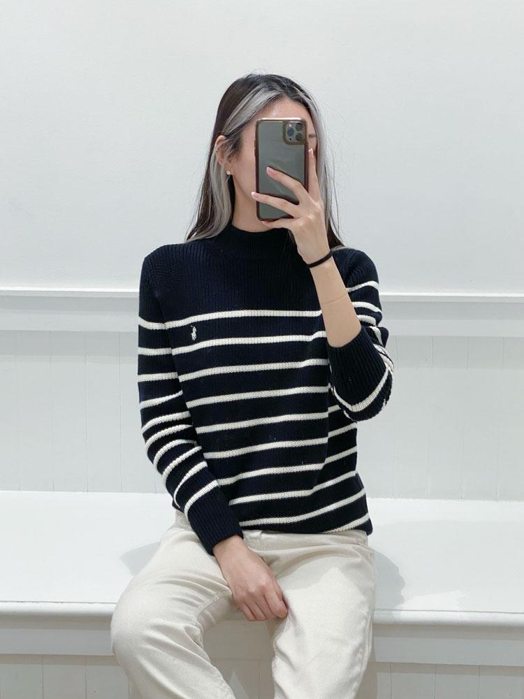 폴로랄프로렌 여성 스트라이프 모크넥 니트 2색