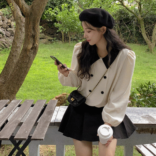 쿠앤크 와플카라 블라우스 SBS5606 소녀나라