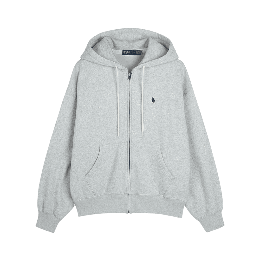 [30%적립] Polo Ralph Lauren Women Oversized Fleece Zipper Graphic Hoodie Grey - 24FW