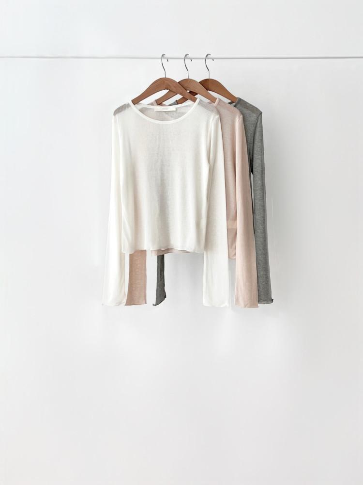 vegetable 베지터블 캐시 골지 티셔츠 긴팔 라운드 보트넥 크롭 t