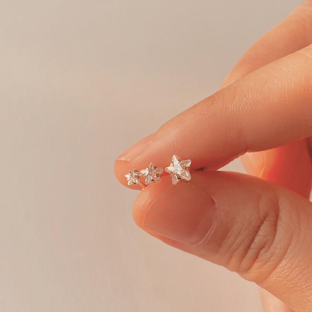 토프 별 큐빅 피어싱 - 14k 골드 금피어싱 금귀걸이