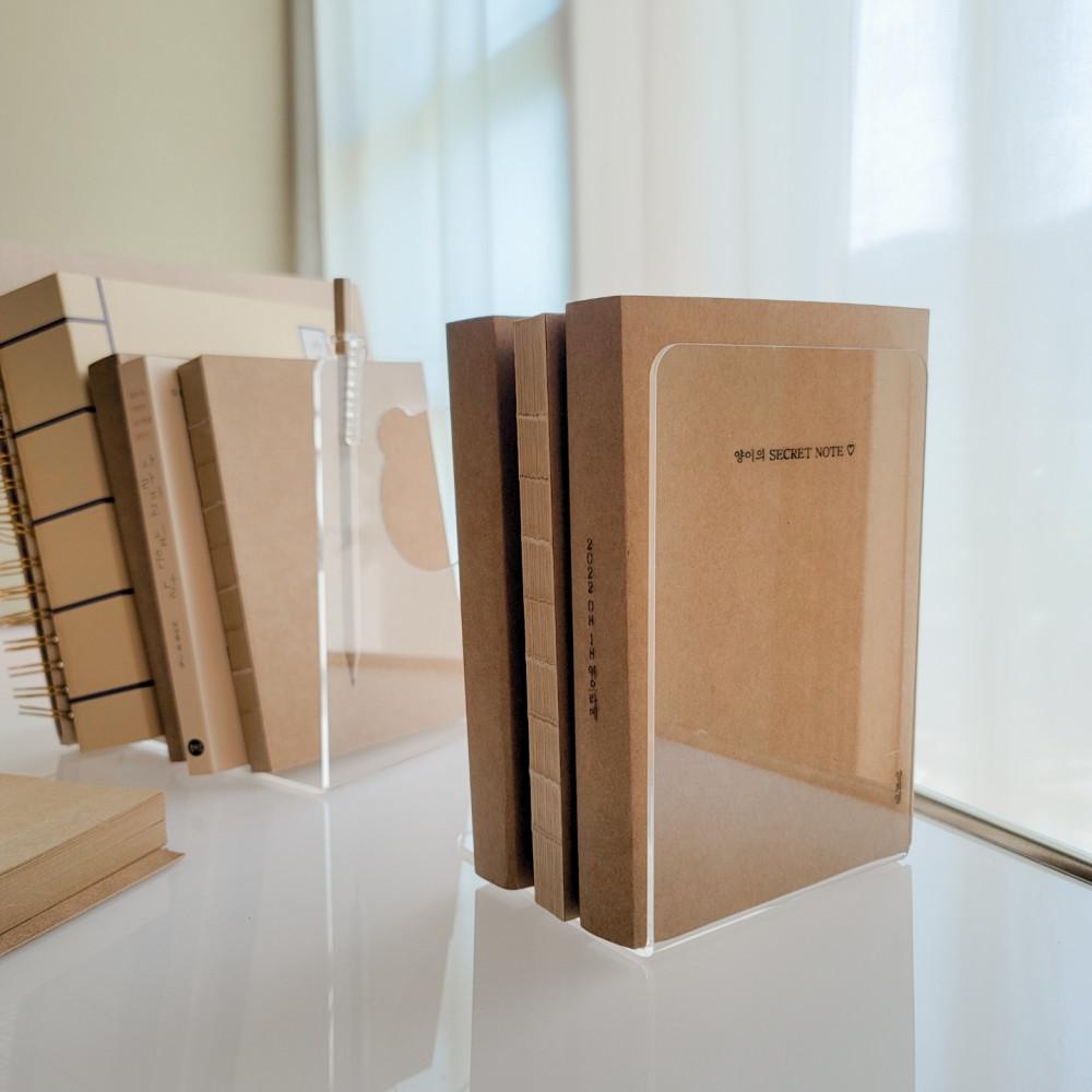 투명 아크릴 책꽂이 L자 책상위 책장 정리함 간이 미니 책상 책 정리 고정 칸막이 북엔드