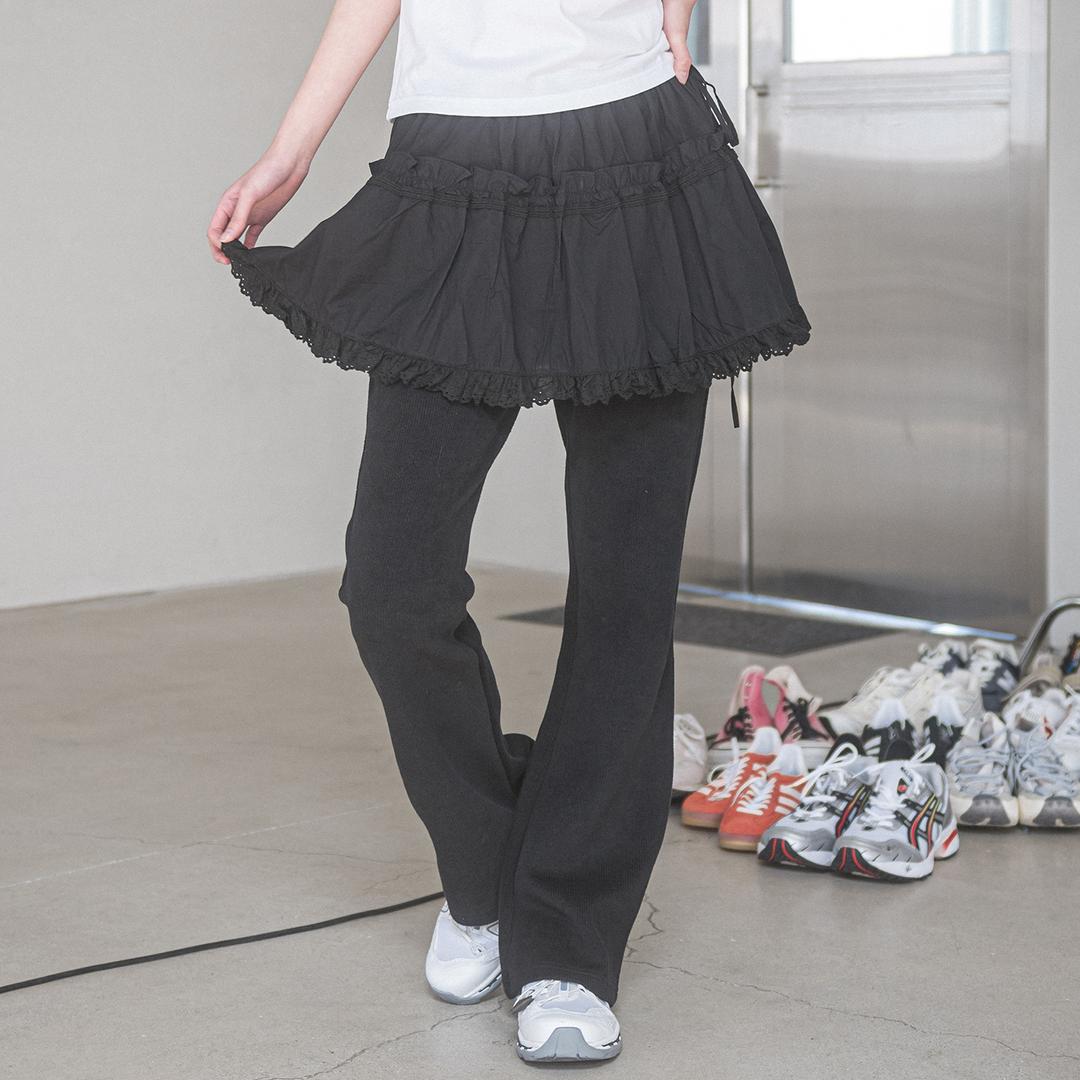 LAYERED LACE SKIRT(BLACK)