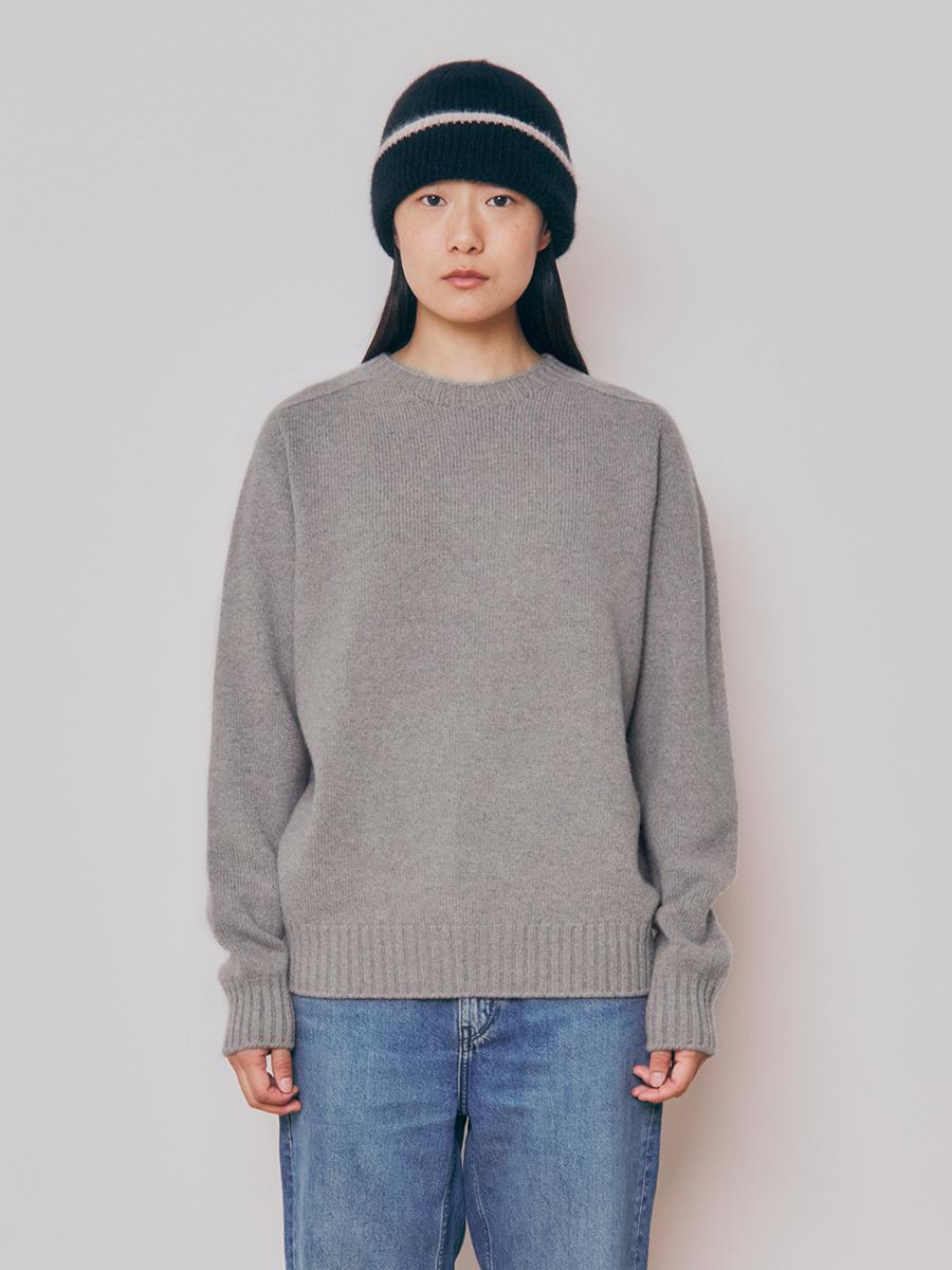 [WOMEN] SUPER FINE WOOL WHOLEGARMENT SWEATER_Warm Grey