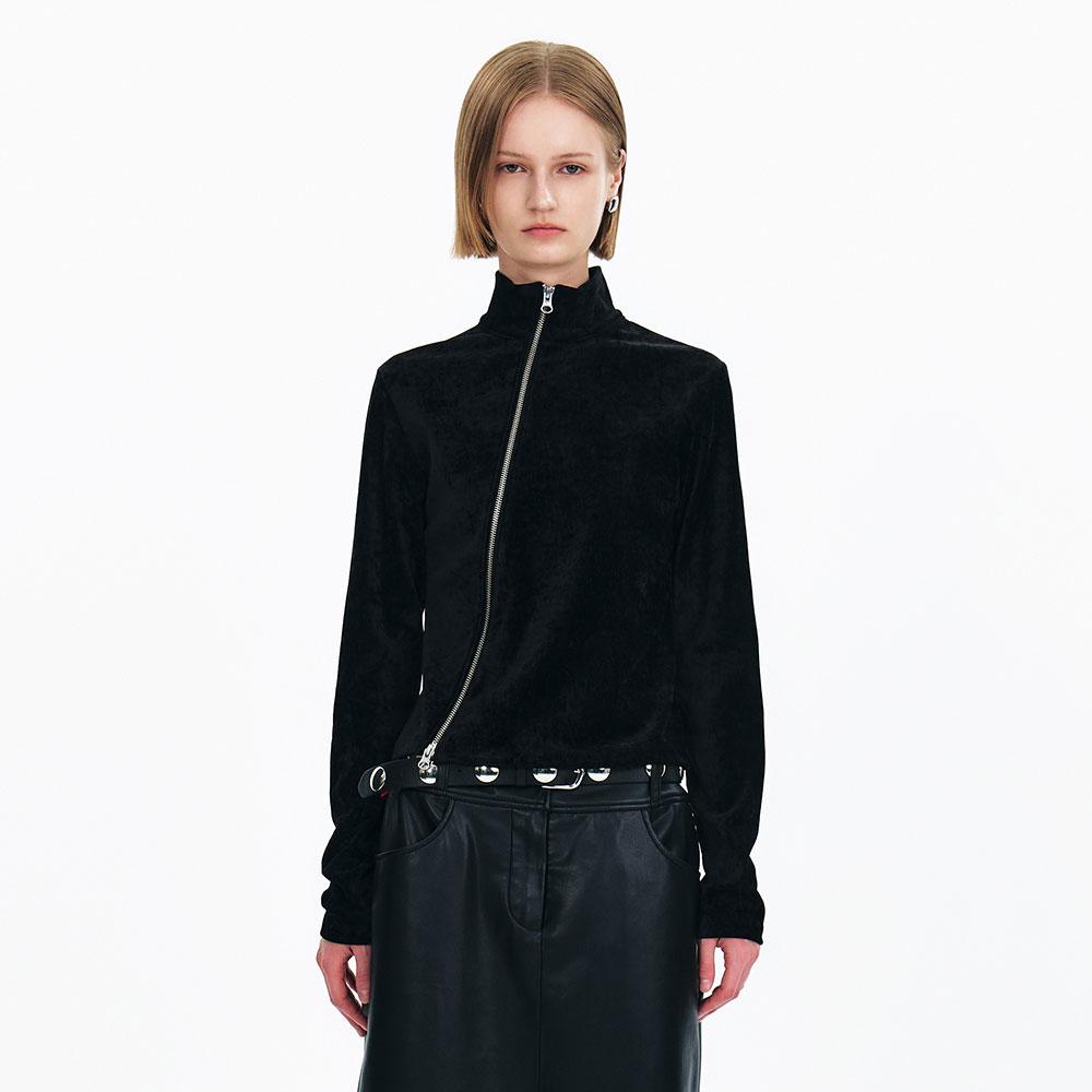 Velvet Oblique Zip-Up (Black)