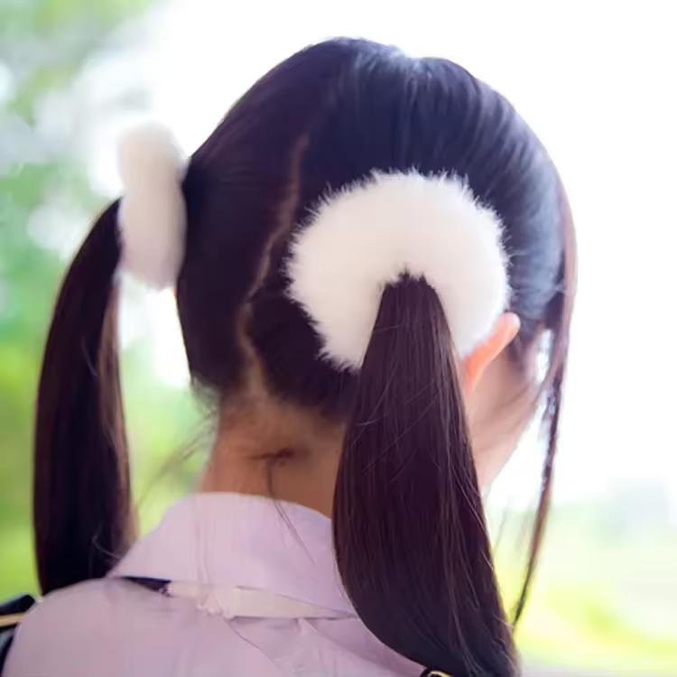 1PC 달콤한 소녀 귀여운 어린 소녀의 Pompom 헤어 넥타이 더블 Pom Pom 탄성 밴드 헤어 밧줄 헤어 액세서리