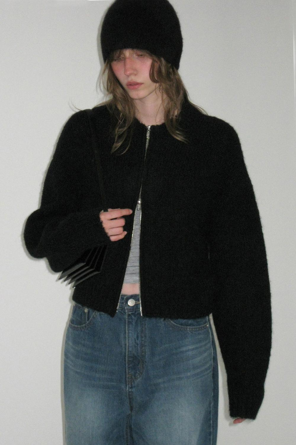 ALPACA ZIP-UP CARDIGAN_BLACK