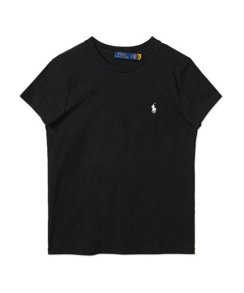 W 코튼 저지 크루넥 티 - 블랙