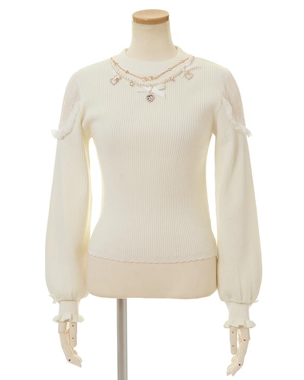 Rib Knit Top with Necklace