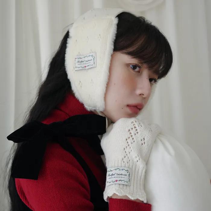 [29 EDITION] LACE KNIT FUR EARMUFF - 2 colors