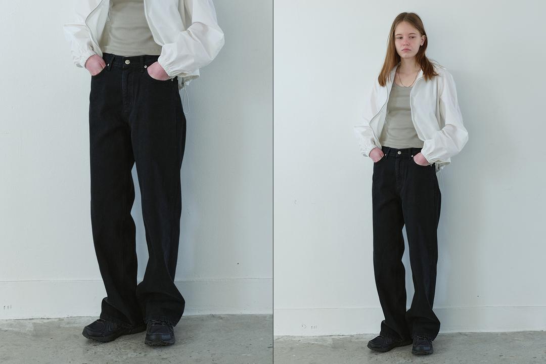 Washed black denim