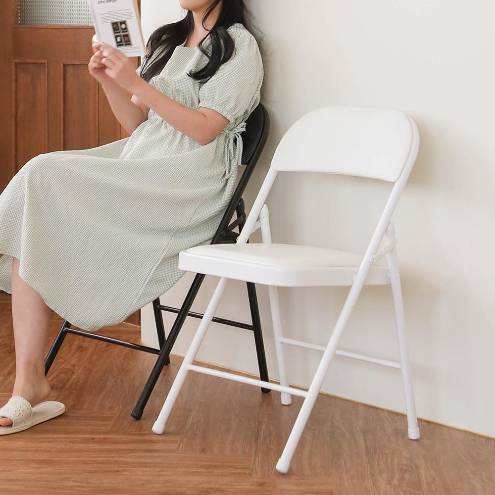 얼라이브즈 접이식 쿠션 철재 간이 의자 학원 사무실 회의용 보조 야외 행사 카페 스툴 교회용 체어