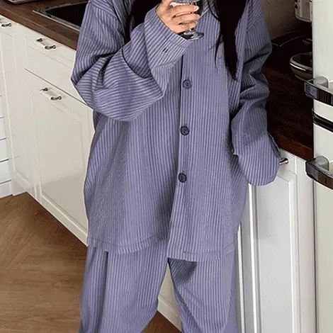 💚2천장판매💚프렌치 스트라이프 파자마 커플잠옷 빅사이즈 여름 수유복 남녀공용 국내제작 신혼 홈웨어 세트