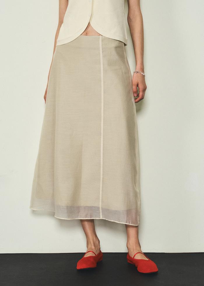 See-through Layered Skirts_CTS608(Beige)