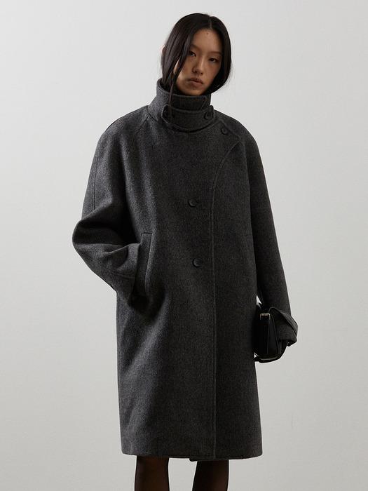 커브드 메리노 울 하프코트_GREY
