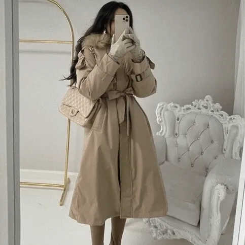 특가!당일발송!양털 안감 플리스 탈부착 트렌치 패딩 겨울 롱 페이크퍼 야상 파카 점퍼 바바리 코트