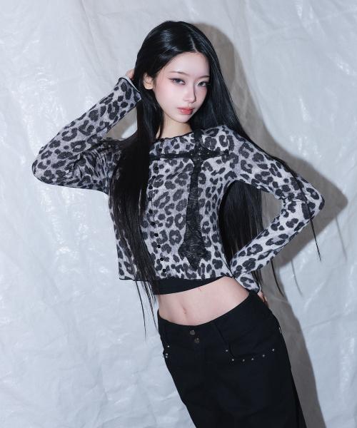 rough gothic cross patch cd - leopard