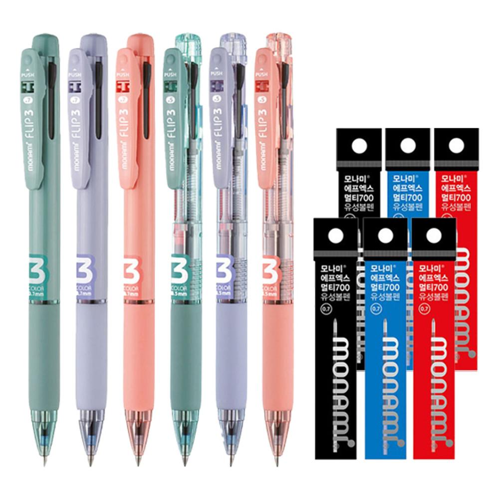 모나미 플립 3색 볼펜 FLIP3 멀티펜 다색펜