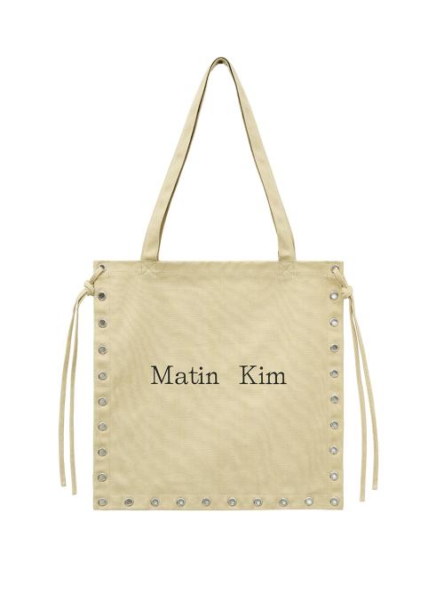 EYELET LOGO CANVAS ECOBAG IN BEIGE