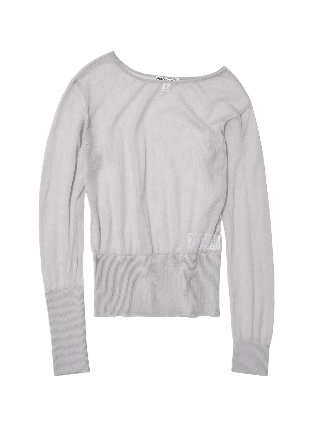 [WOMEN] UNBALANCED SHEER KNIT TOP_LIGHT GREY
