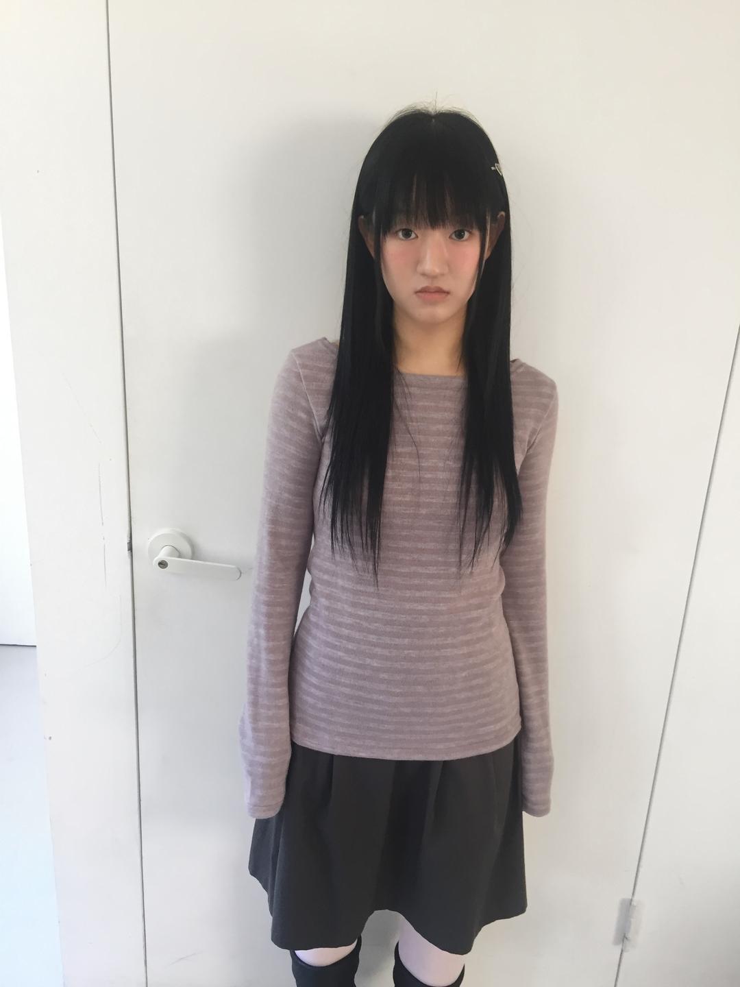 stripe boat-neck top (2c)