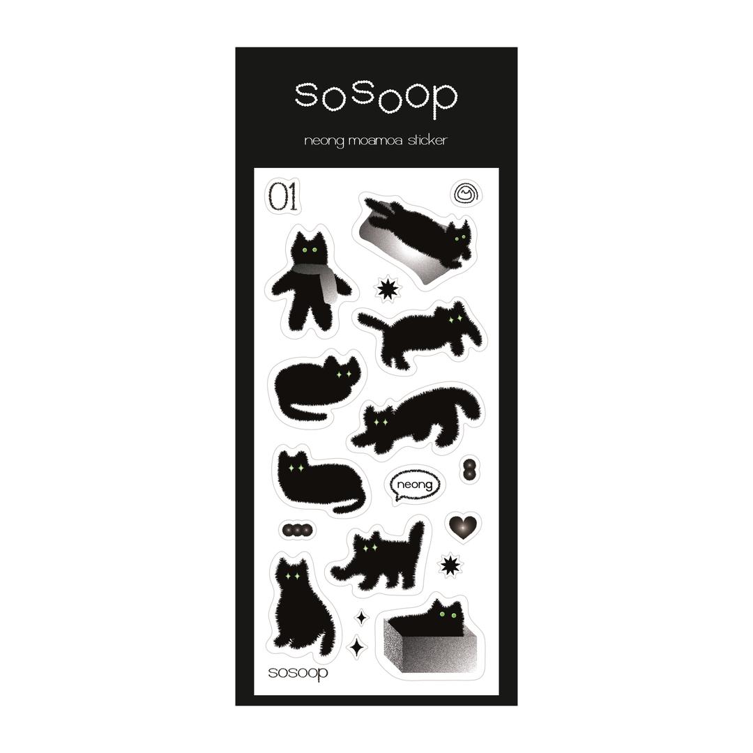 [sosoop] 네옹 모아모아 스티커 블랙 (2매)