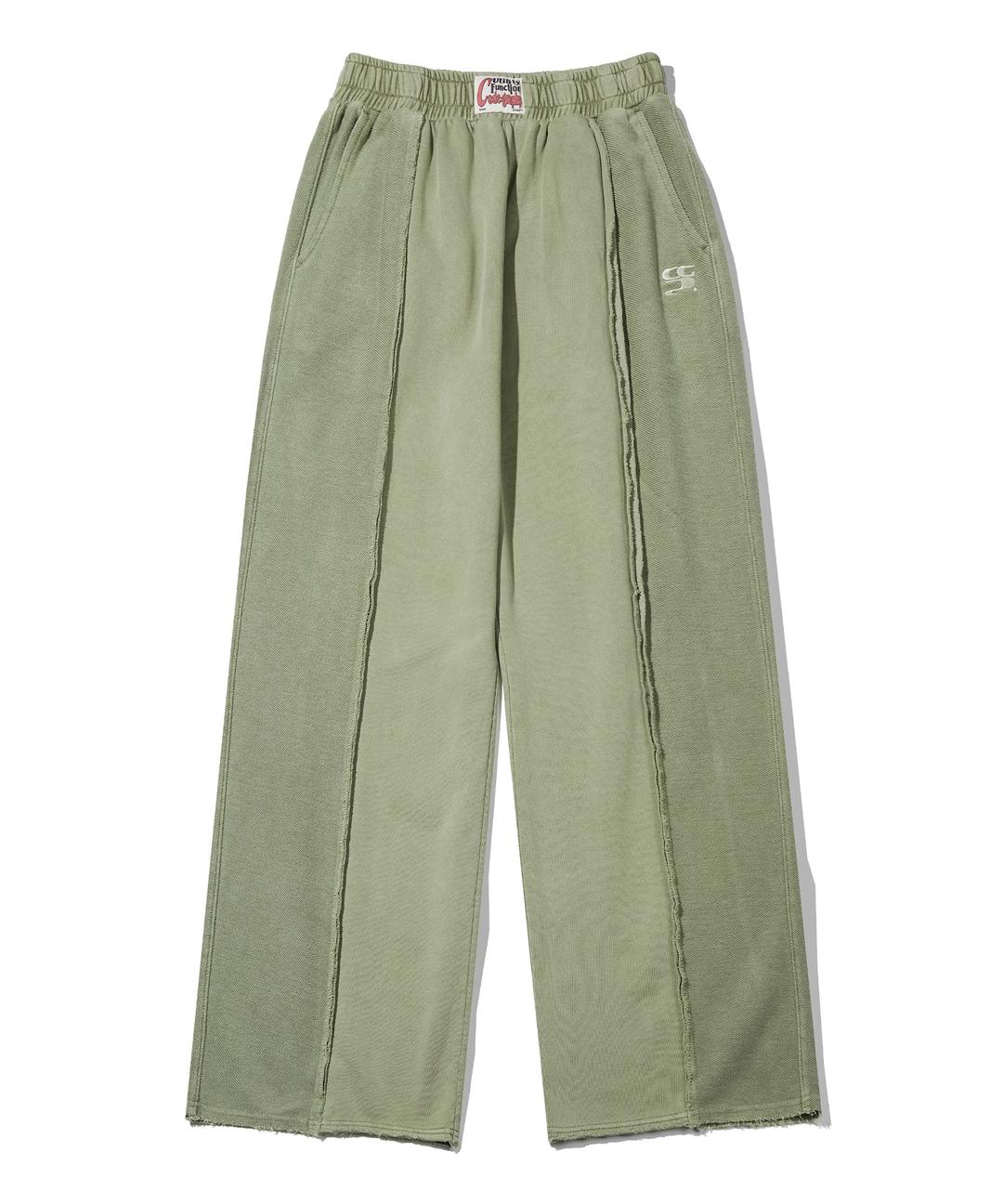 (우먼) WAVE 로고 피그먼트 리버스 배색 트레이닝 팬츠_카키