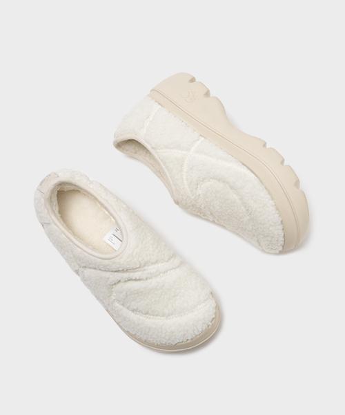 Fuzzy fleece clog_Ivory