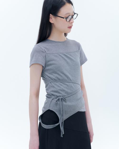 String layered knit top GREY