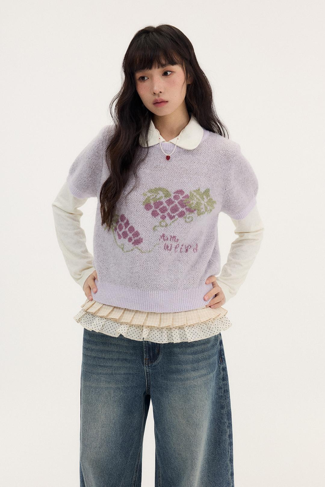 AMWEIRD Wonderful Orchard Grape Half Sweater