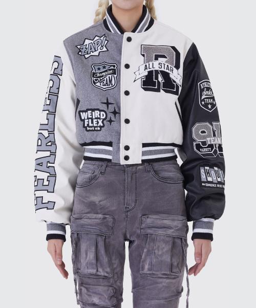 스모크라이즈(SMOKERISE)  CROPPED VARSITY JACKET - 사이즈 & 후기 | 무신사