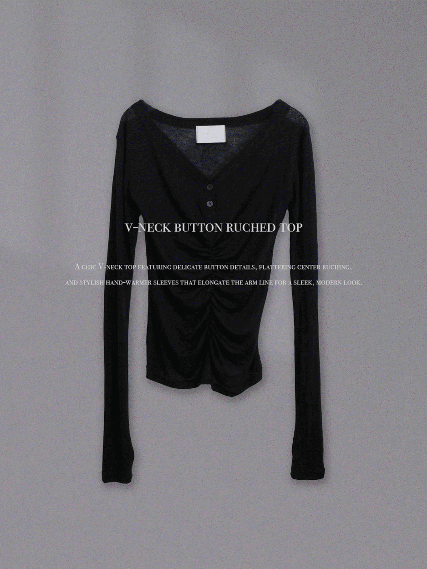 V-Neck Button Ruched Top 브이넥 버튼 루치드 탑 [2colors]