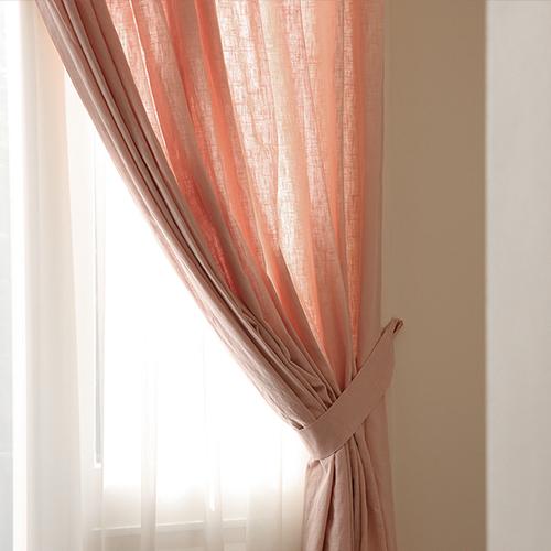 라이크 리넨 핑크 커튼