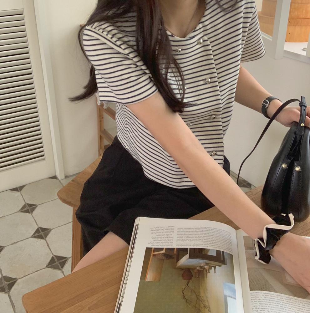 (당일출고)플럽 더블 가디건 / 스트라이프가디건 반팔가디건 반팔자켓