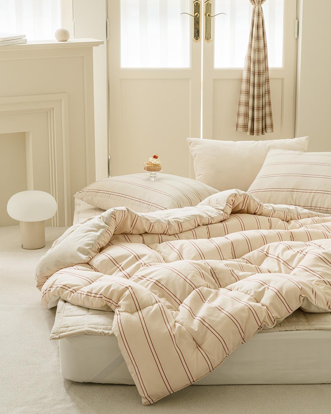 [10%쿠폰] [알러지케어X극세사] 라떼 듀얼 차렵이불 침구세트-헤이즐 (S/Q)