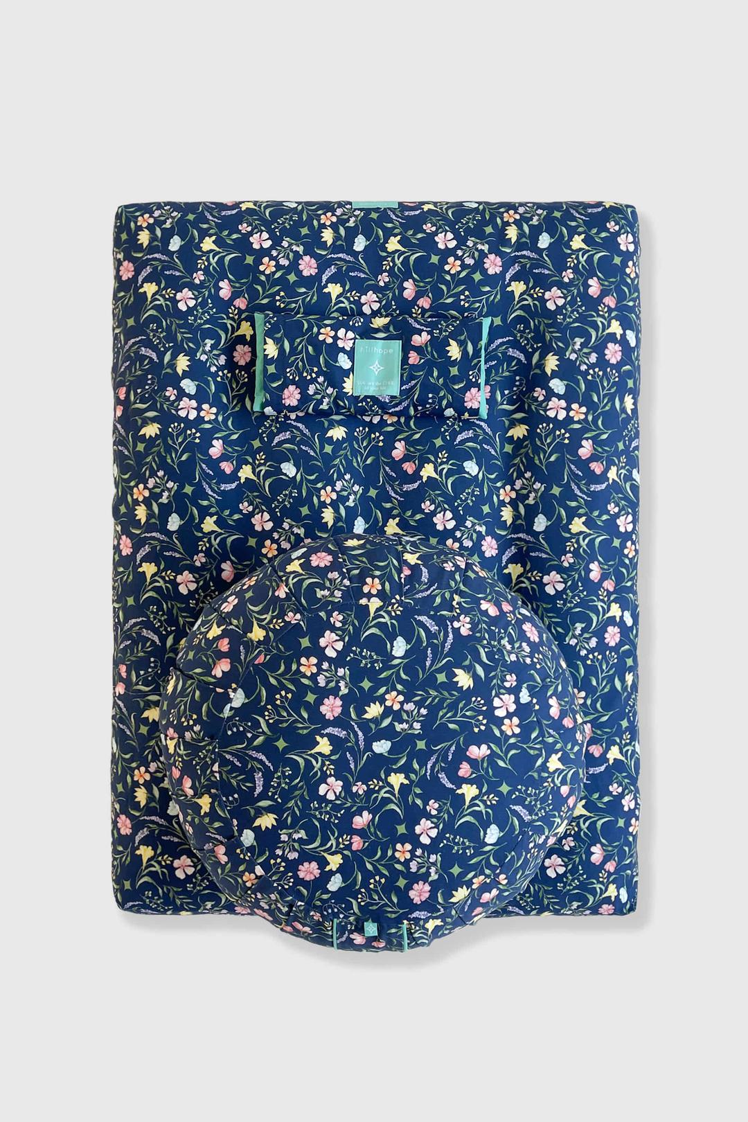 명상 세트_시그니처플라워_네이비 (자부톤+자푸+아이필로우)