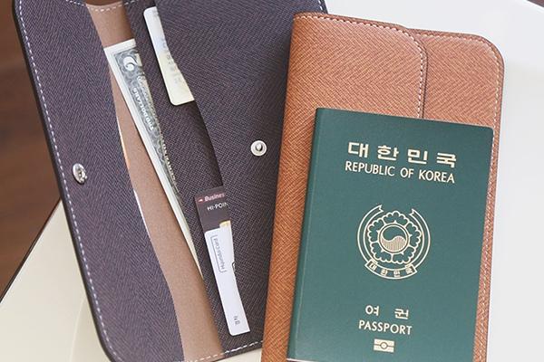 헤링본 장지갑 비건레더 월렛 카드 여권 파우치 케이스 선물용 각인 가죽 심플한 선물