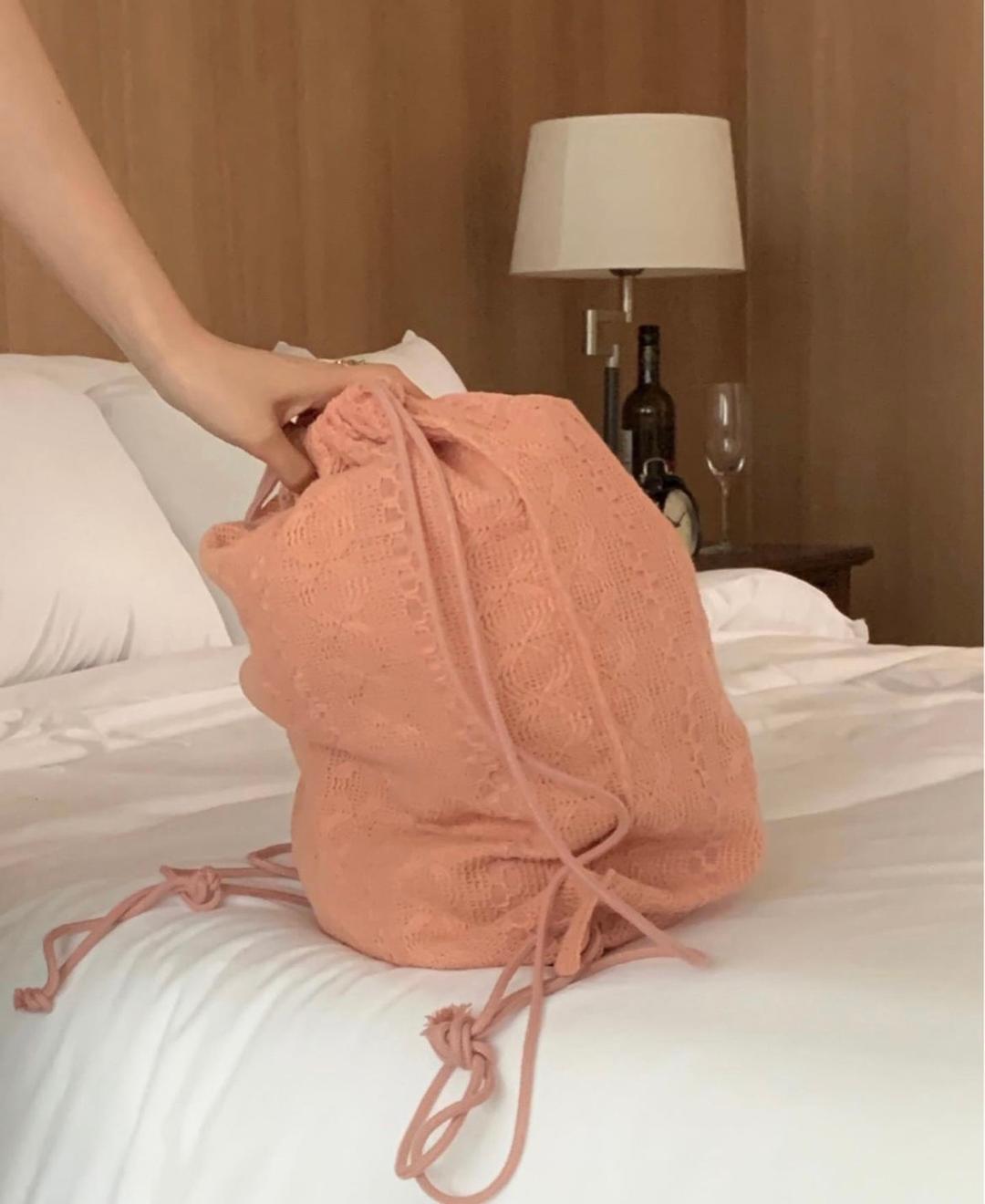 [네이비 당일출고] 레이스 복조리 스트링 에코 백팩 봇짐백