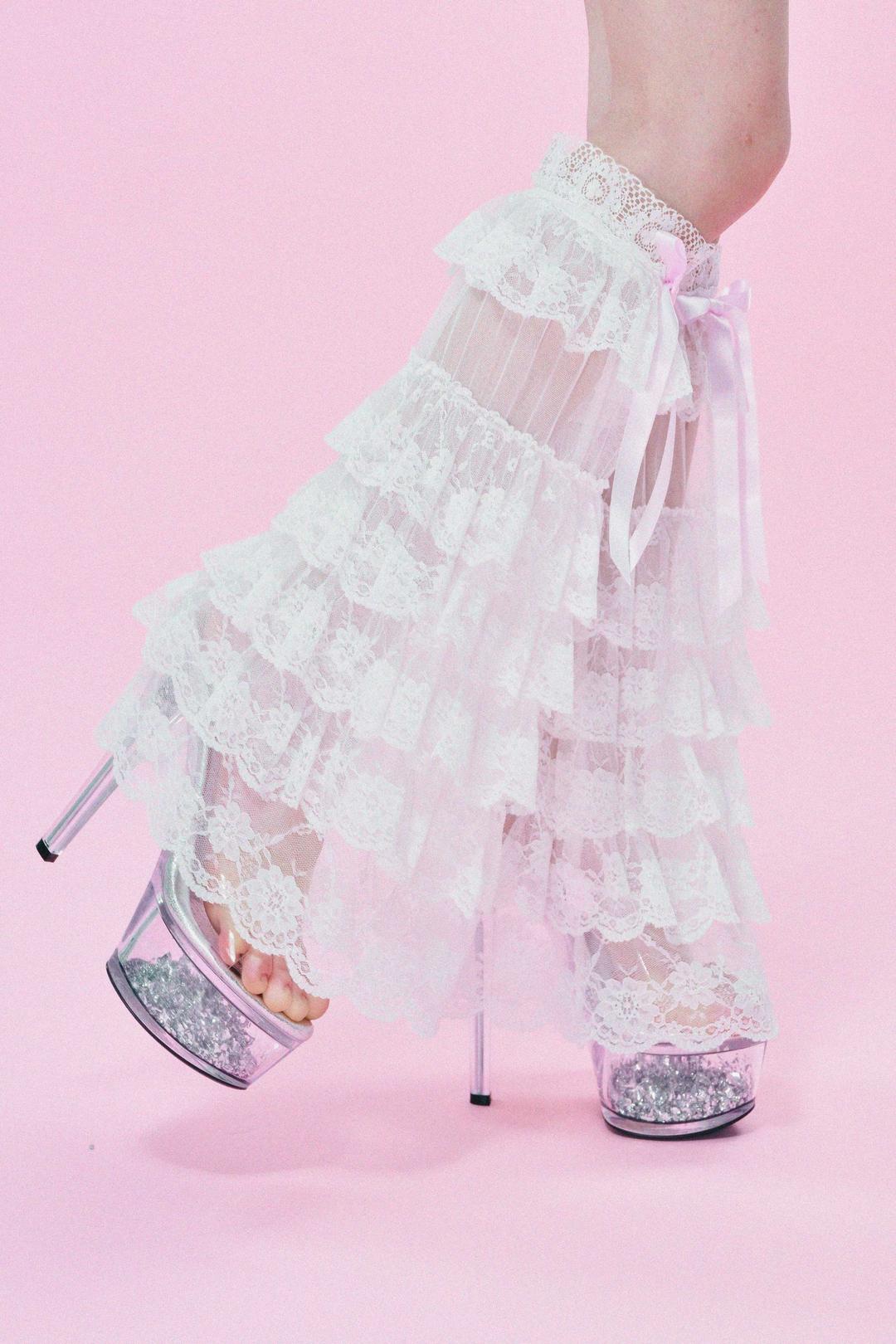 Hime lace leg warmer (white)