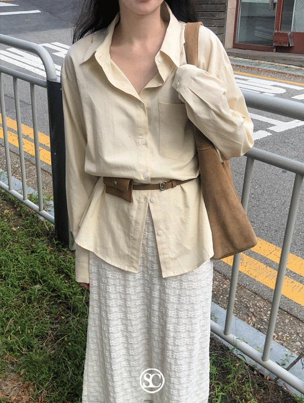 [MADE][국내제작][당일] 드뮤어 워싱무지셔츠-버터 (단독주문만 당일 출고 가능!)