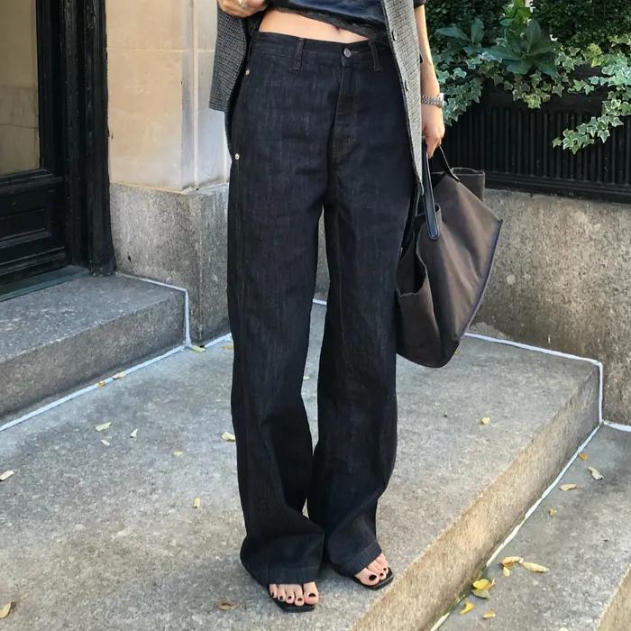 [2차리오더]PENNE ROUND DENIM PANTS (DARK NAVY)