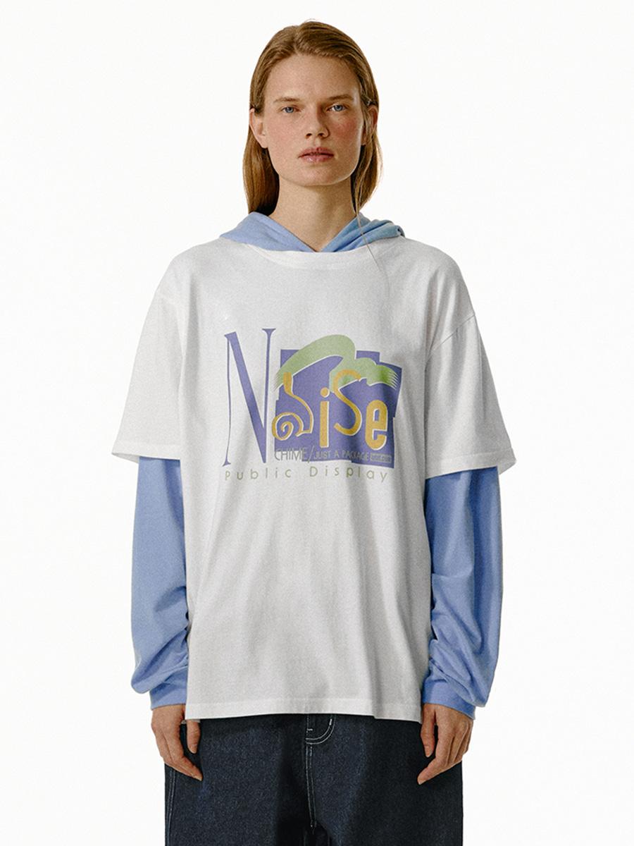 Noise Layered Hooded Tee White