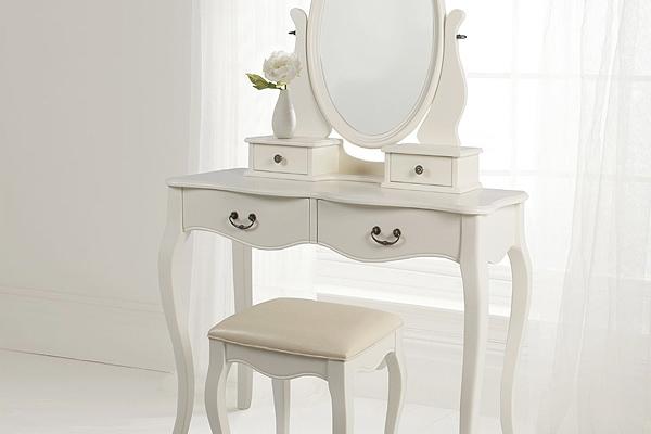 에덜린 화장대 세트 화이트 콘솔 거울 스툴