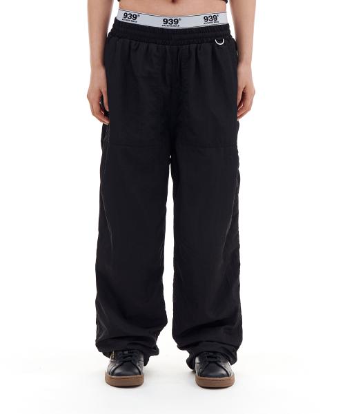 NYLON SHIRRING PANTS (BLACK)