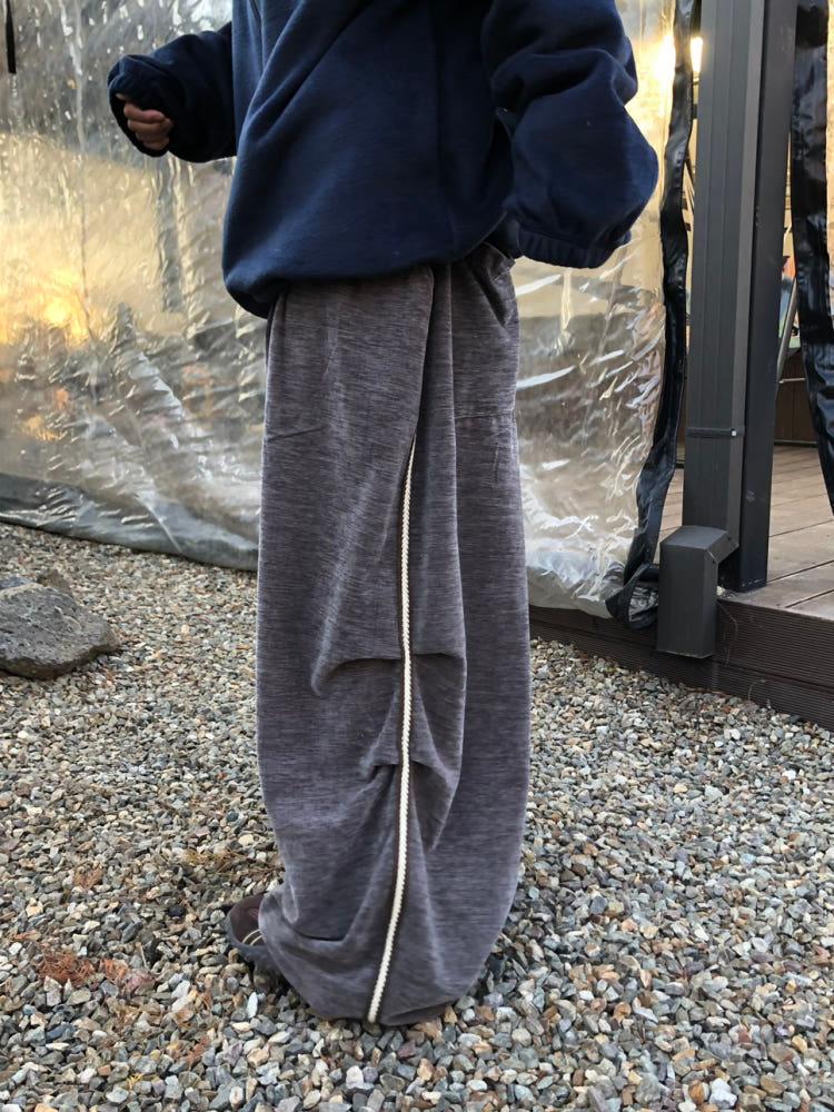 벨벳 트랙 핀턱 밴딩 와이드 팬츠 (2 color)