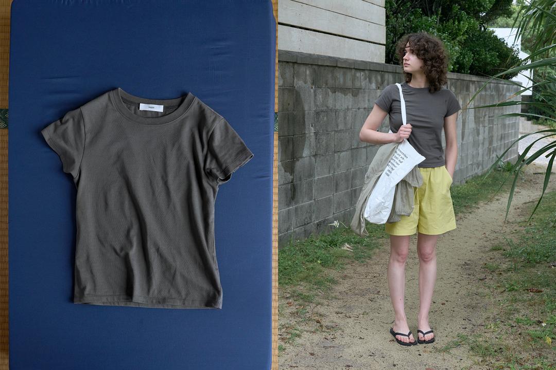 Cap sleeve round t-shirt (charcoal)