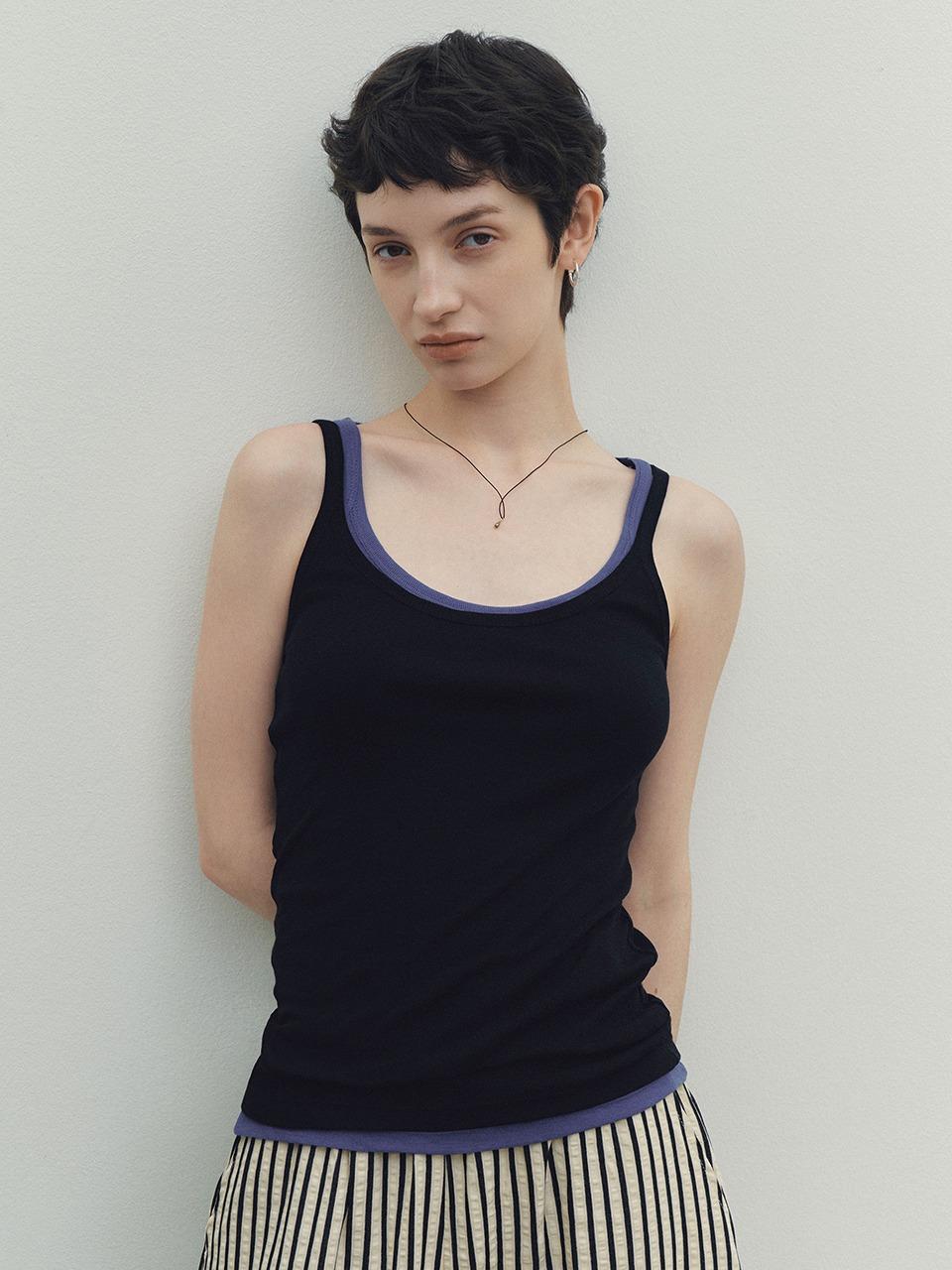 Soft Stretch Tencel U-neck Sleeveless (Black)