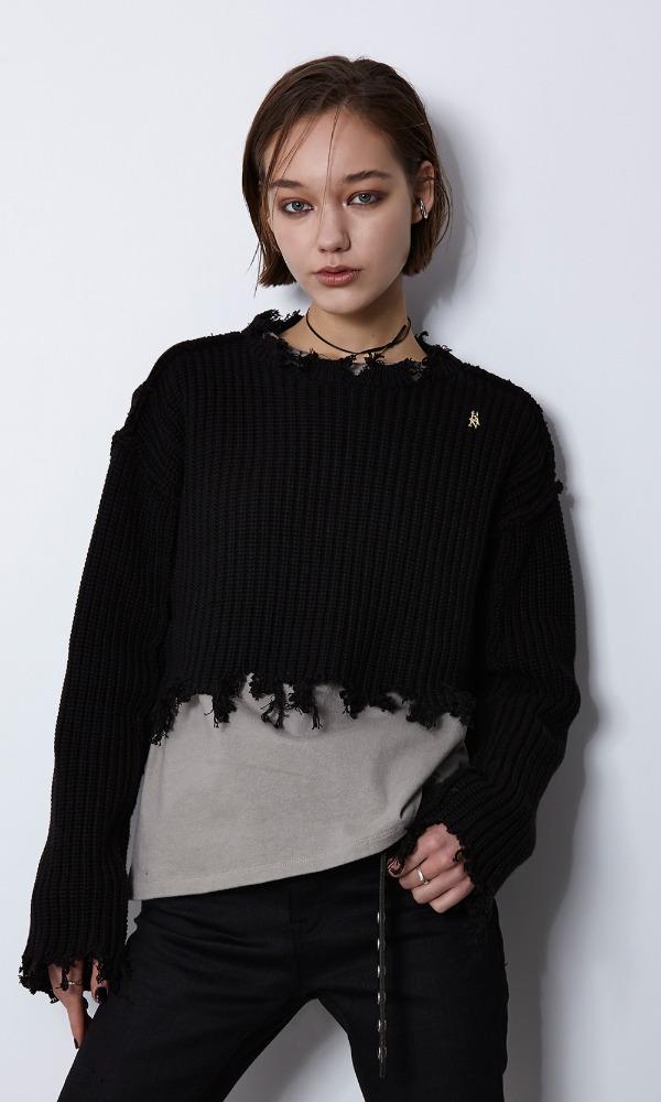 JANE'S DAMAGED CROP KNIT (BLACK)