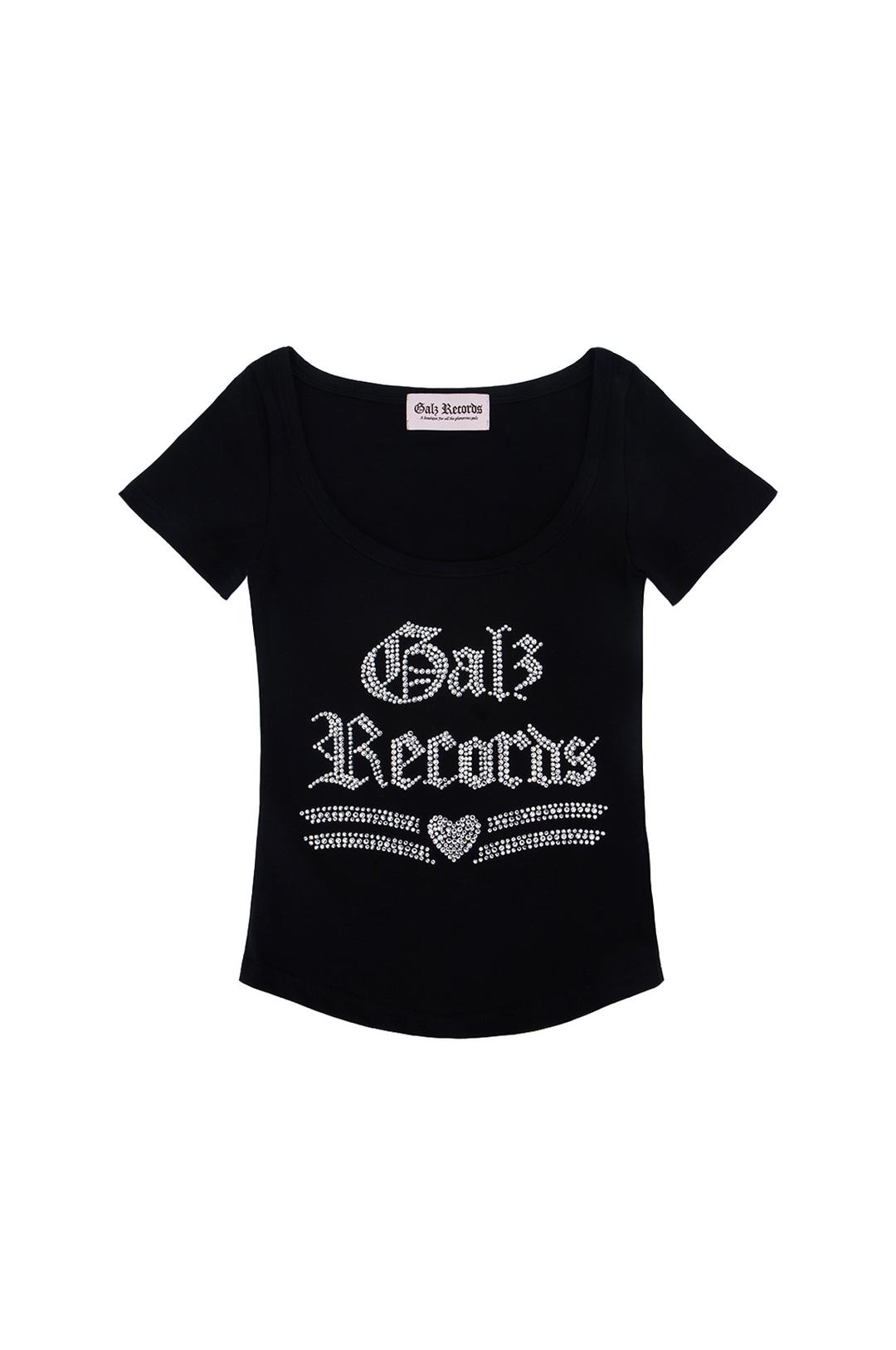 GalzRecords glitter t shirts black