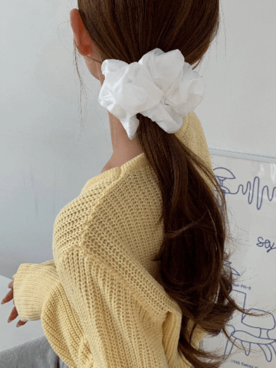 [국내제작/당일출고!] 브리즈 빅 코튼 헤어슈슈 바스락 스크런치 곱창머리밴드 3color 왕곱창 빅사이즈 곱창밴드